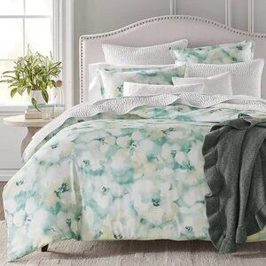 Sky Freya Inky Floral Duvet Cover Set Queen Blue Green Floral MSRP $349